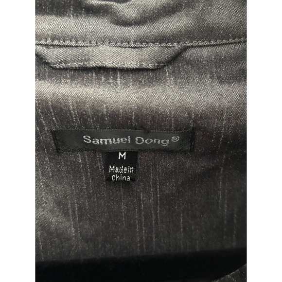Samuel Dong Metallic Gray Bubble Hem Trench Coat Jacket Women Size M - Picture 7 of 8